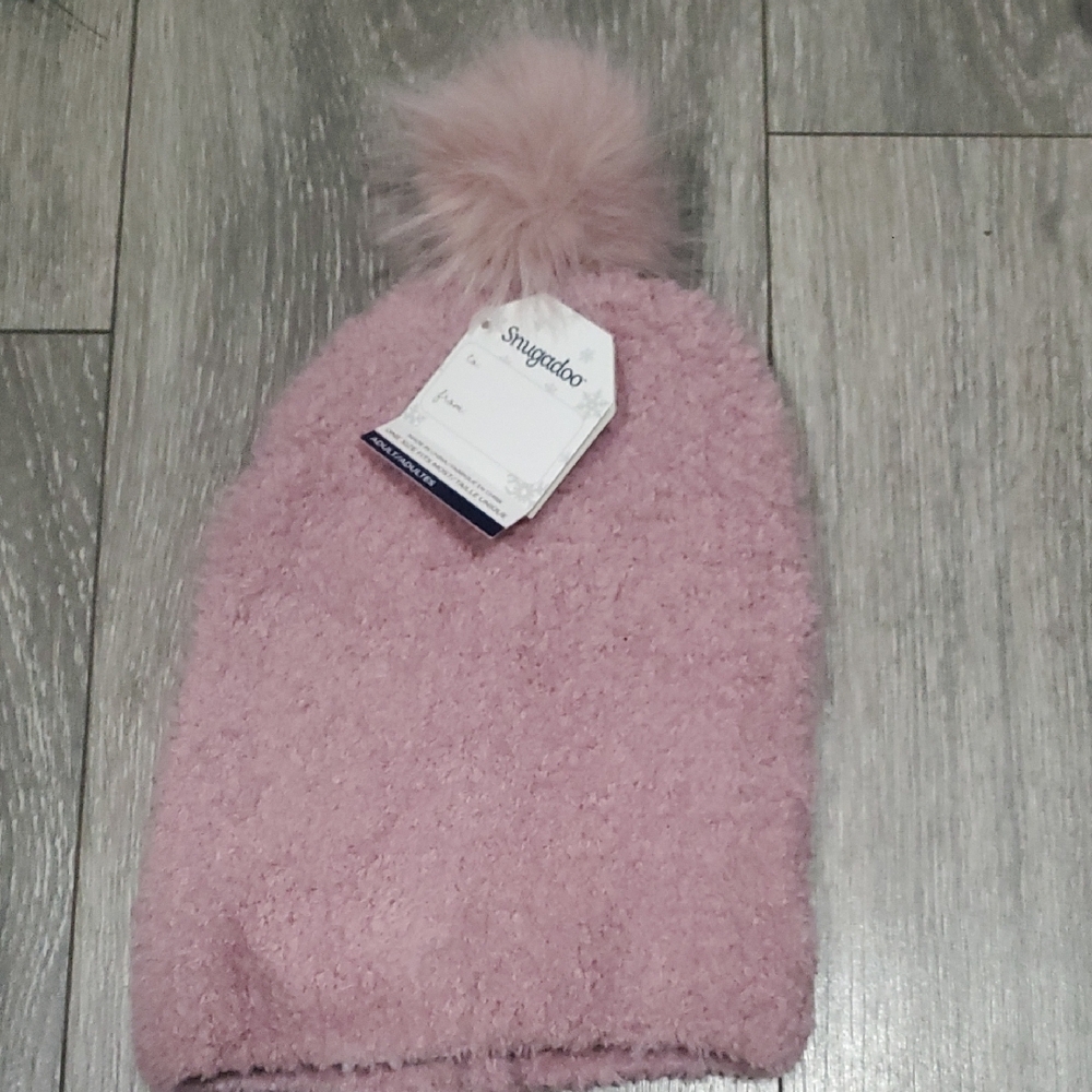 Snugadoo Fuzzy Cozy Pink Pom Pom Beanie Hat